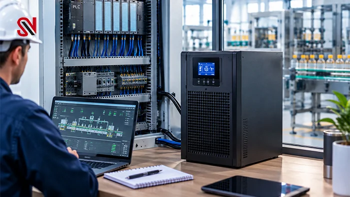 انتخاب UPS برای PLC خط تولید صنعتی | محاسبه توان، زمان پشتیبانی و باتری