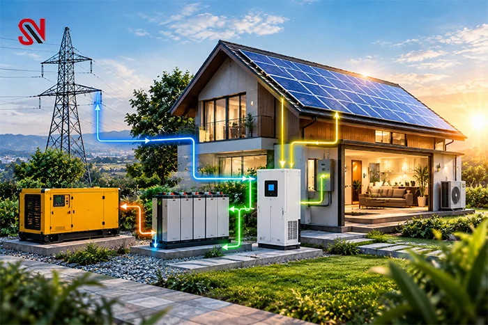 تفاوت سیستم خورشیدی هیبریدی با UPS صنعتی